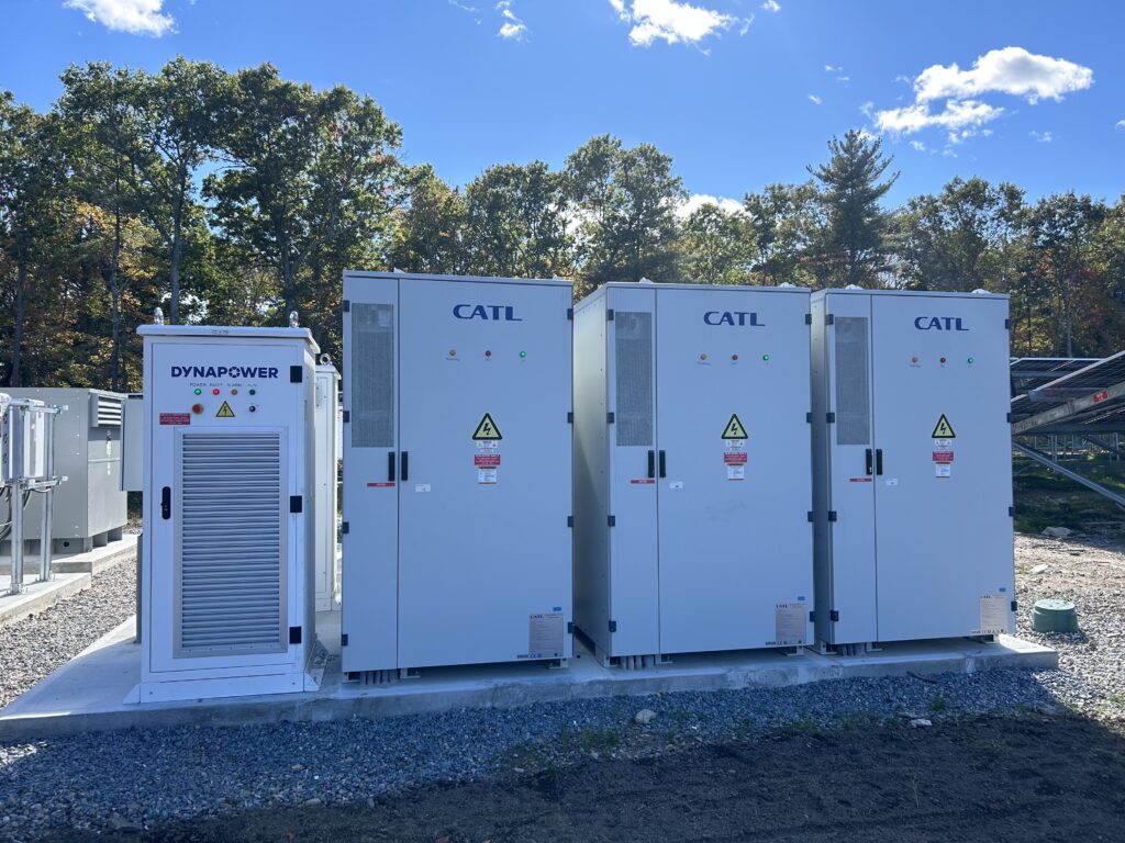 Photo of three battery storage units for PV solar system